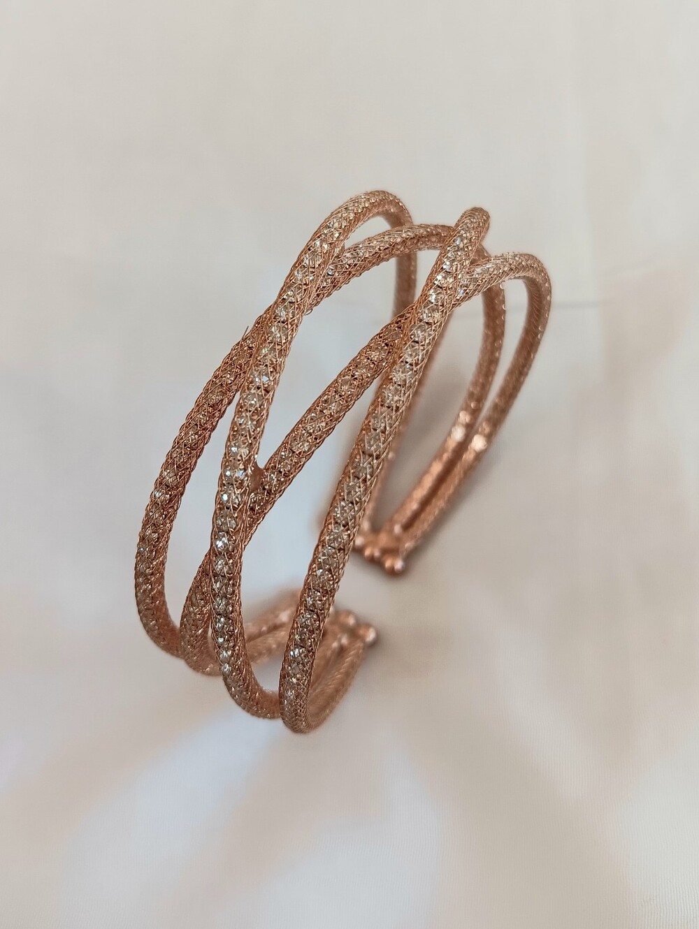Rose Gold Twisted Multi-Band Cuff Bracelet - Women Jewelry